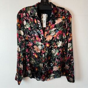 Alice + Olivia Silk Floral Button Down Blouse NWT Workwear Size S